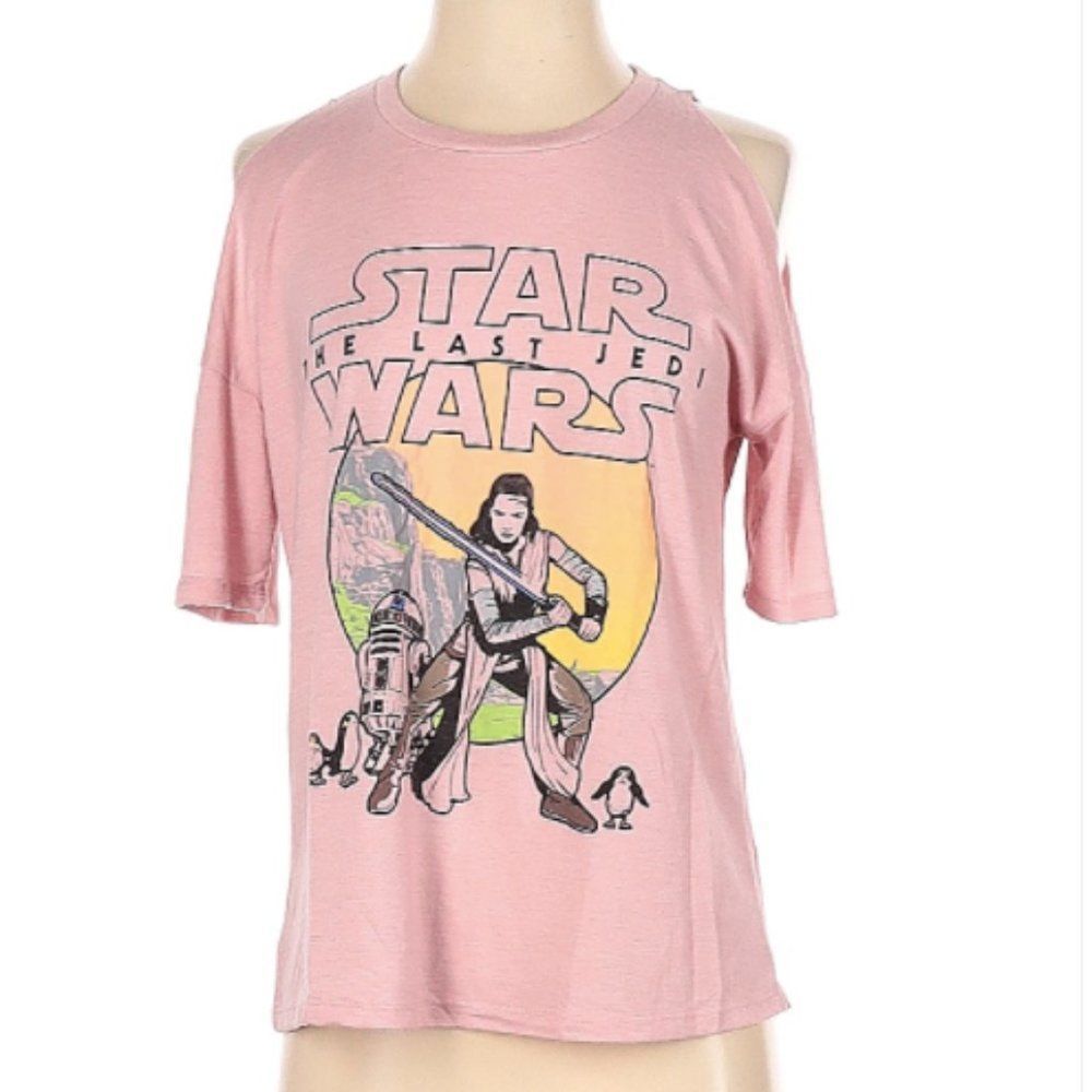 Star Wars - The last Jedi - Off the shoulder Pink Graphic Tee - Size S